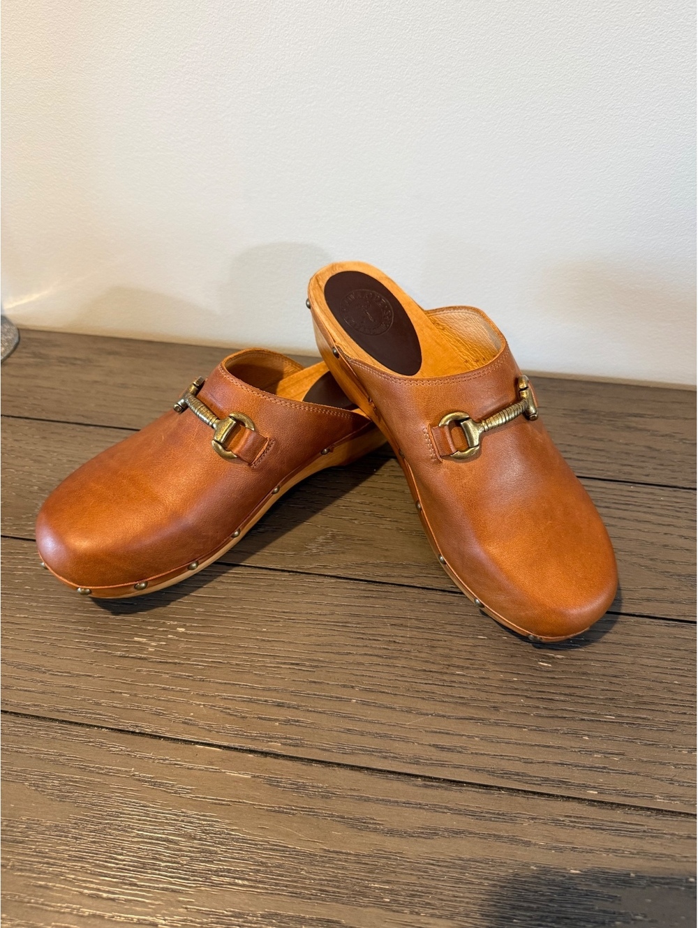 Penelope Chilvers Brown Leather Clog Mules size 8.5/40